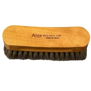 AFCO 100% Horse Hair Shoe Brush Soft Bristles Wood Handle Made in Israel Vintage
